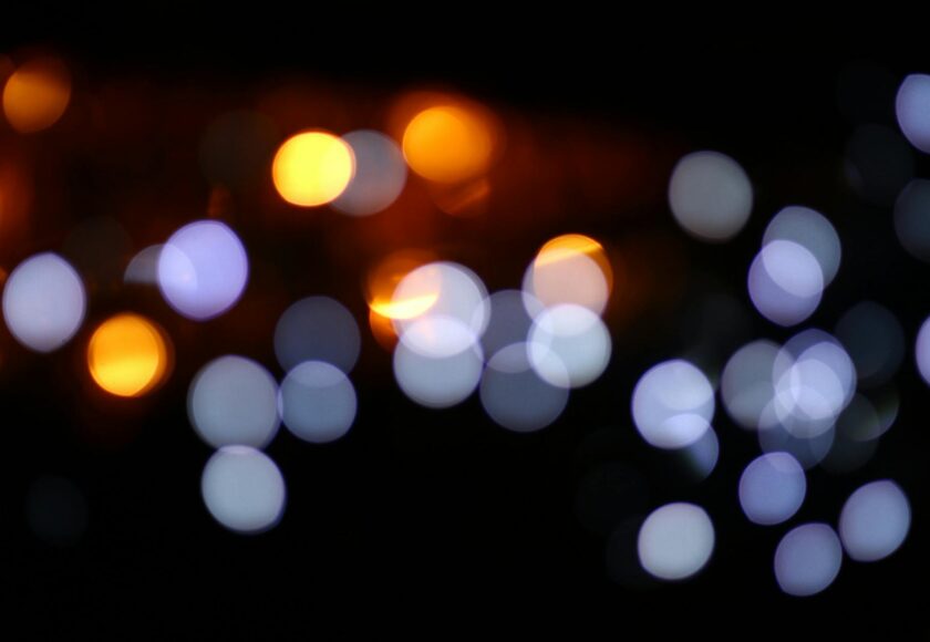 defocused image of illuminated lights at night